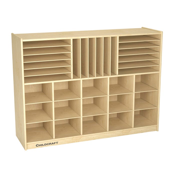 Childcraft Mobile Small-Tray Store-n-Stack Storage Unit, 47-3/4 x 14-1/4 x 36 Inches