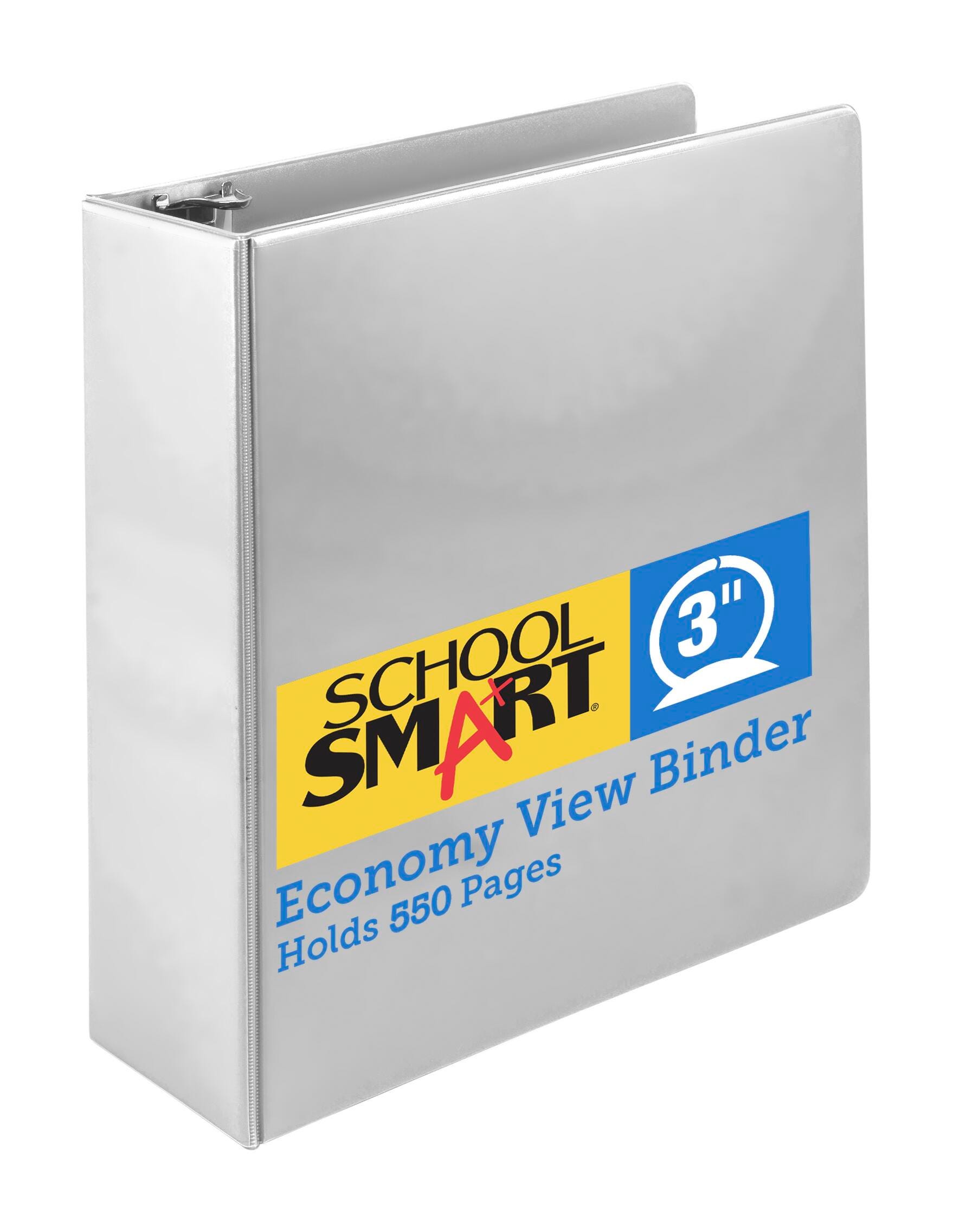 School Smart Round Ring View Binder, Polypropylene, 3 Inches, White 086397