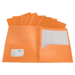 School Smart 2-Pocket Folder with Fasteners, Orange, Pack of 25 2136636