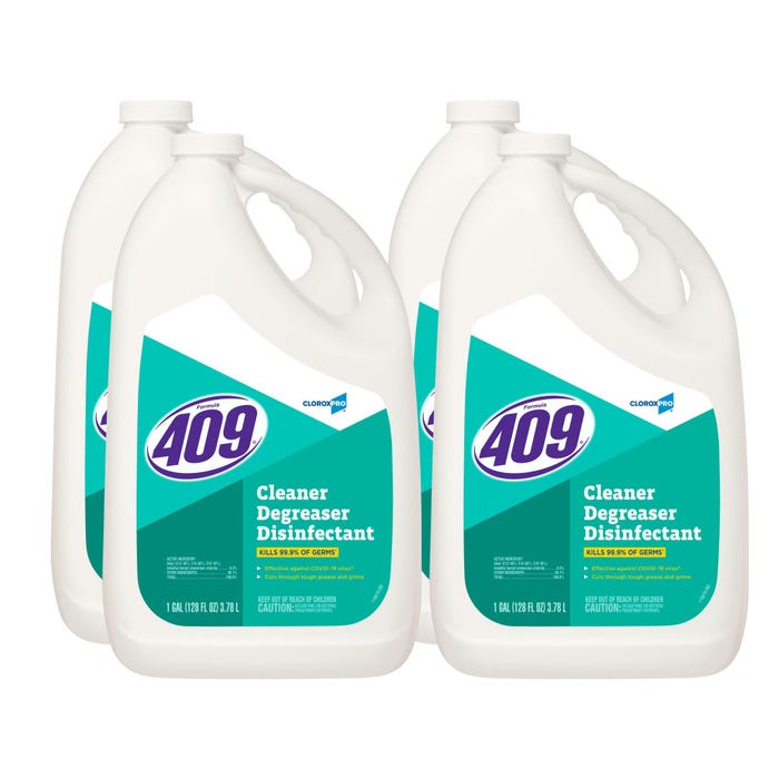 Clorox Formula 409 Cleaner-Degreaser Refill Bottles, 128 Ounces, Pack of 4