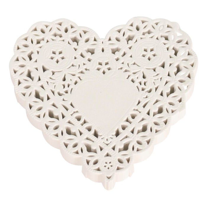 School Smart Paper Die-Cut Heart Lace Doily, 4 Inches, White, Pack of 100