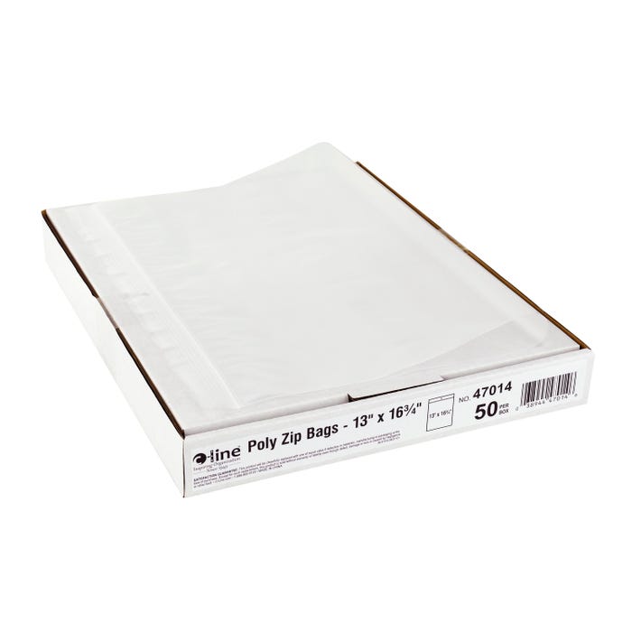 C-Line Industrial Poly Zip Bags, 13 x 16-3/4 Inches, Clear, Pack of 50