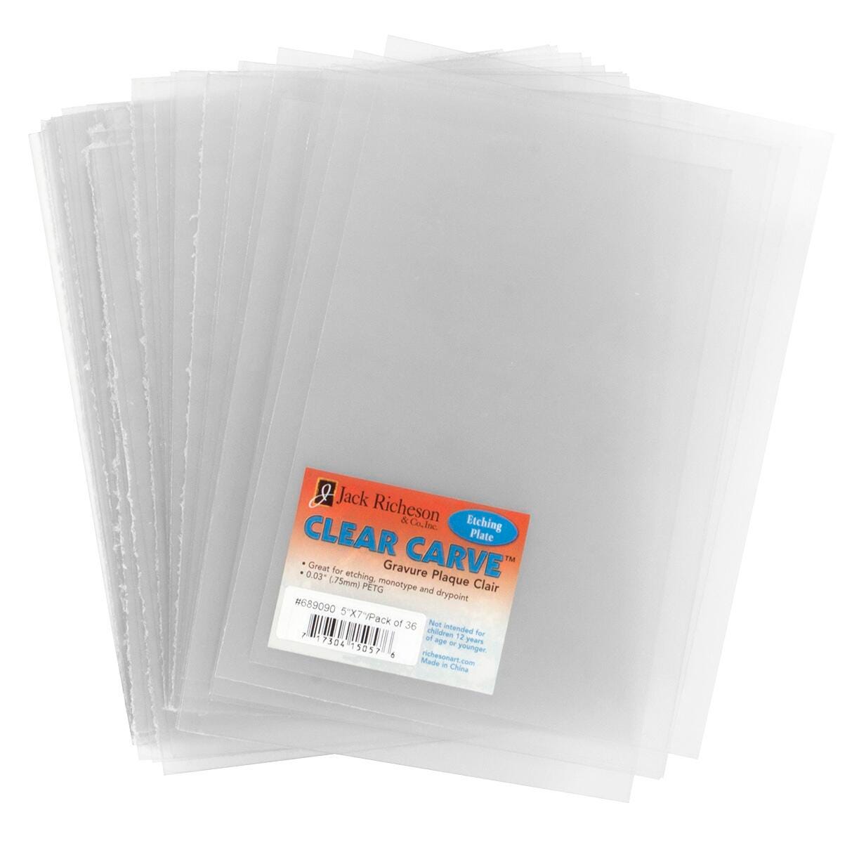 Jack Richeson Clear Carve Etch Plates, 5 x 7 Inches, Pack of 36 Item Number 1591300
