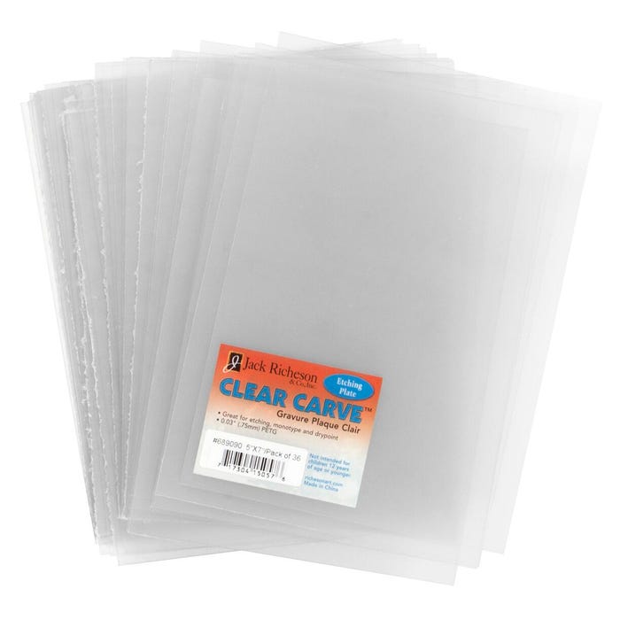 Jack Richeson Clear Carve Etch Plates, 5 x 7 Inches, Pack of 36