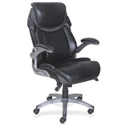 Lorell Executive Bonded Leather Lumbar Foam Chair, 30 x 27-3/4 x 46-3/4 Inches, Black