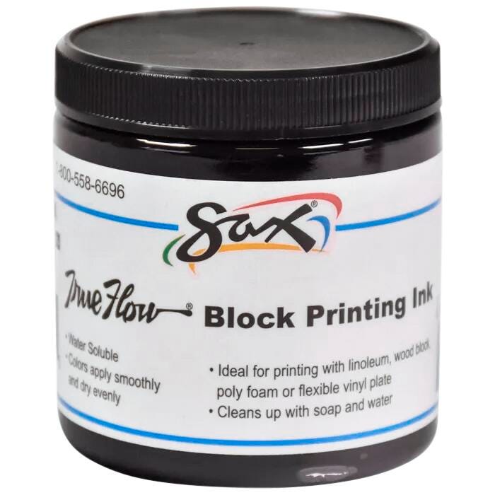 Sax Water Soluble Block Printing Ink, 8 Ounce Jar, Black