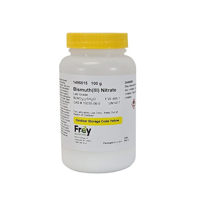 Frey Scientific Bismuth (III) Nitrate, Lab Grade, 100 Grams