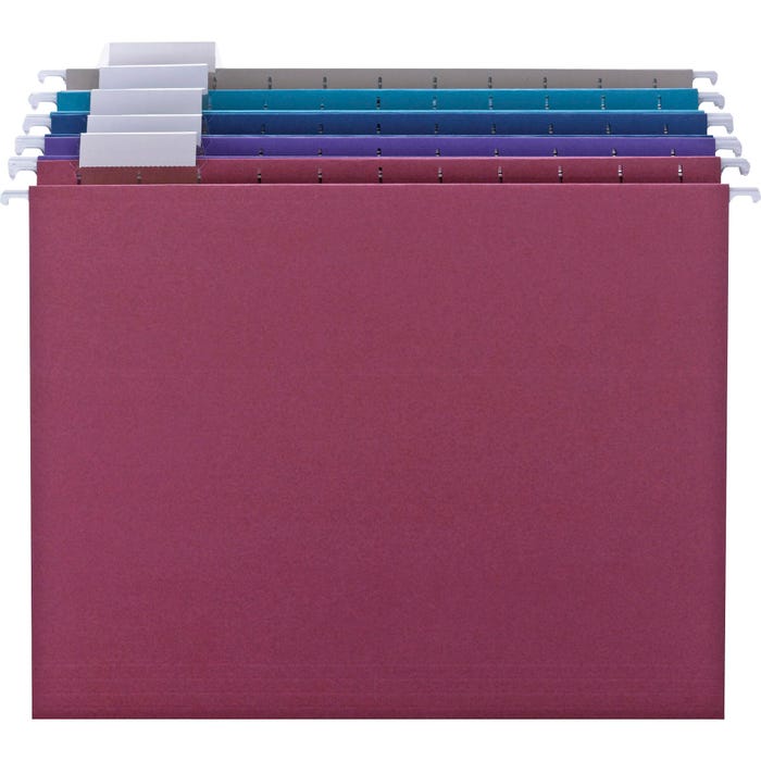 Smead Hanging File Folder, Letter Size, 1/5 Cut Tabs, Assorted Colors, Set of 25