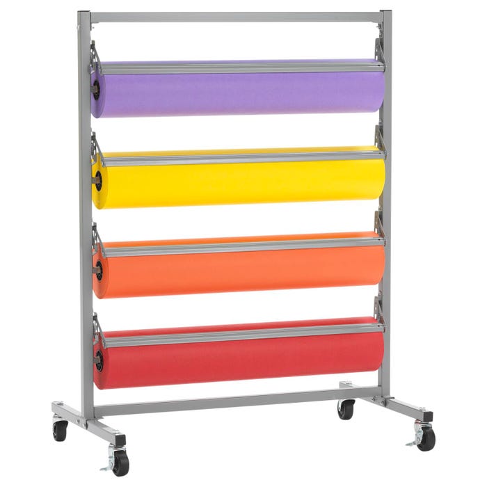 Bulman 4-Deck Mobile Paper Rack with Caster Holds, 40-1/2 x 24 x 53-1/4 Inches