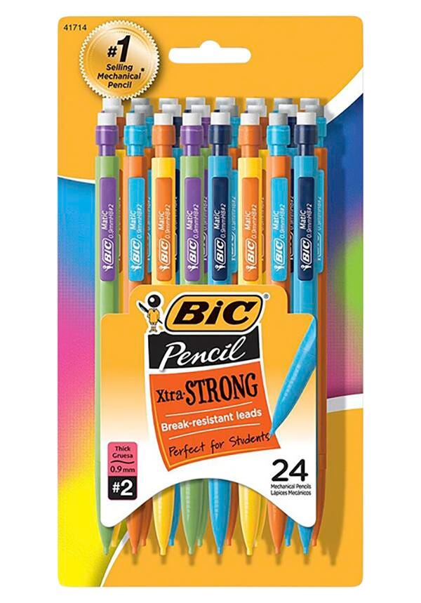 BIC Xtra Strong Mechanical Pencils, 0.9mm, No 2 HB, Assorted Barrel Colors, Pack of 24 1334591
