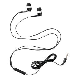 Califone E2 Stereo Earbuds with Inline Volume Control, 3.5mm Plug, Black and White