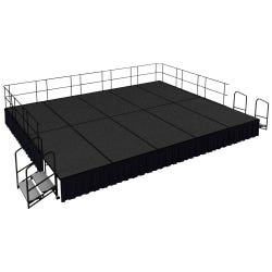 National Public Seating Portable Stage Package with Carpet Surface, Black Shirred Pleat Skirting 4001462