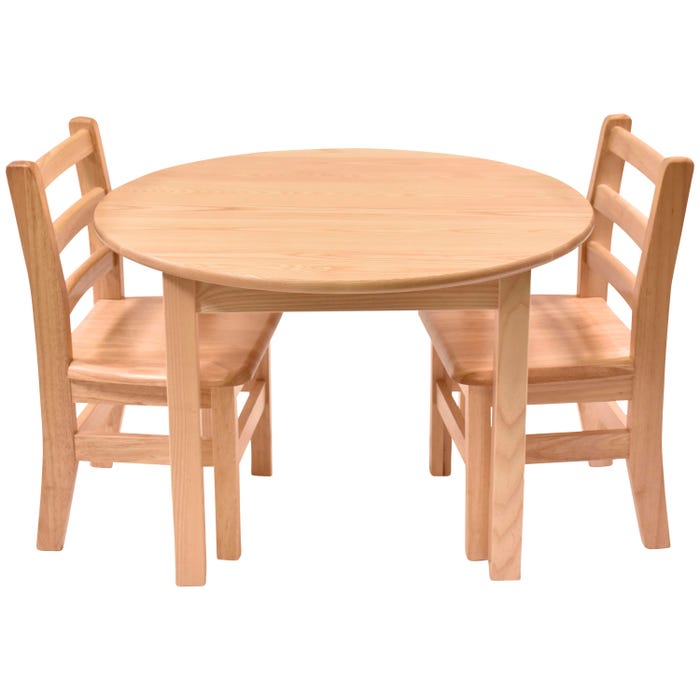 Childcraft Hardwood Table and Chair Set, Round, 29-1/2 x 22 Inches, Two 14-Inch Chairs
