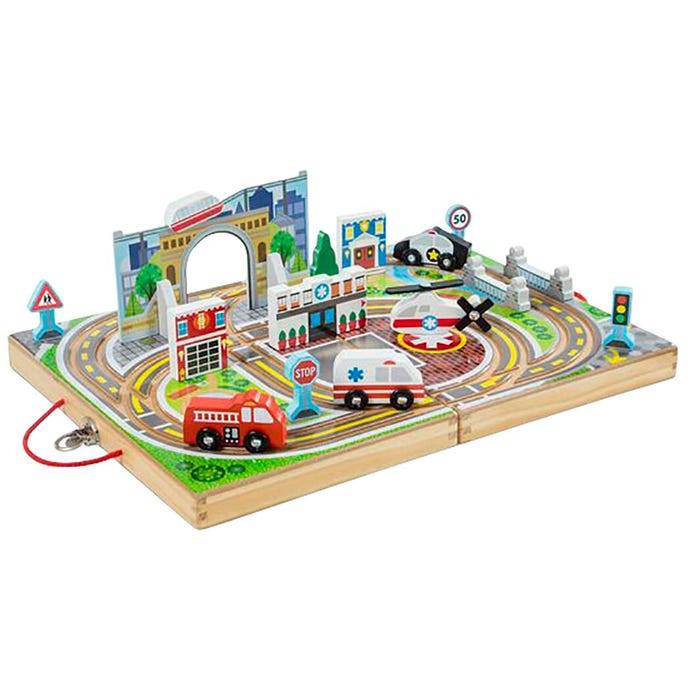 Melissa & Doug Take-Along Town, 18 Wooden Pieces