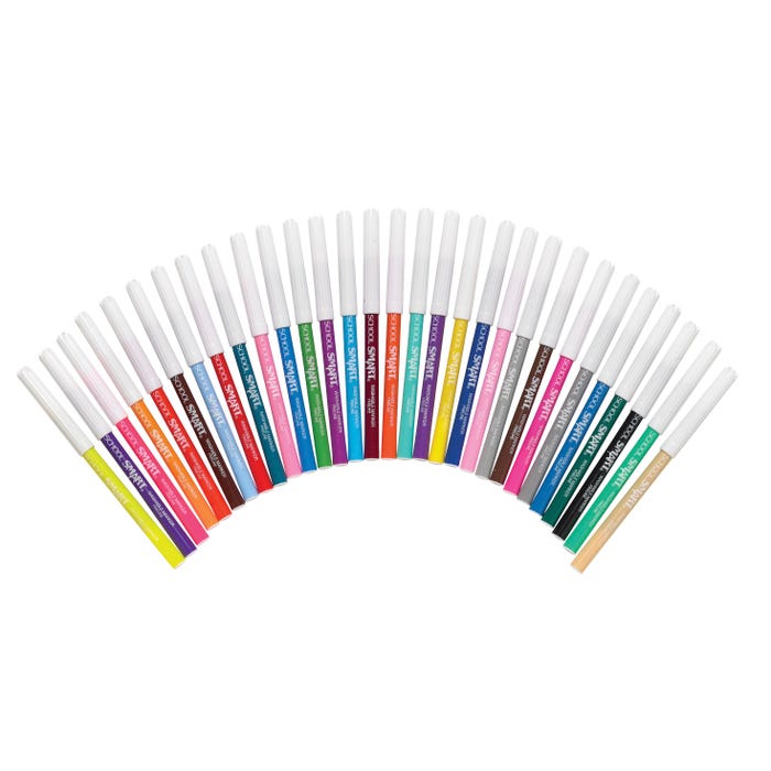 School Smart Washable Markers, Fine Tip, Assorted Colors, Pack of 30