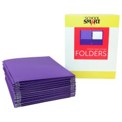 School Smart 2-Pocket Folder with Fasteners, Purple, Pack of 25 2136632