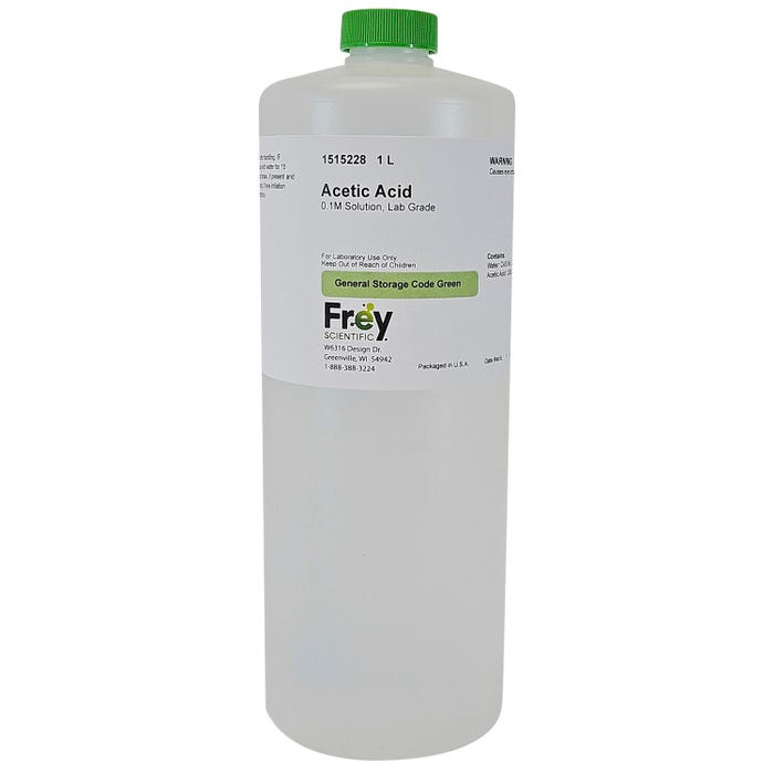 Frey Scientific Acetic Acid Solution, 0.1M, Lab Grade, 1 Liter