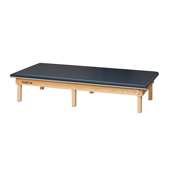 CanDo® Upholstered Mat Table, 60 x 84 x 18 Inches, Natural Wood/Black Upholstery
