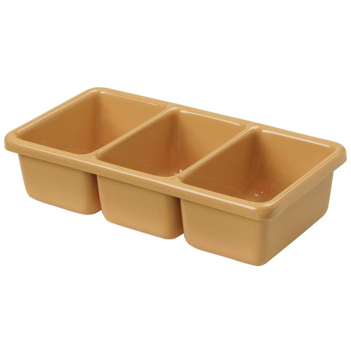 Diversified Woodcrafts Nail Box Tray with Three Compartments, Fiberglass, Tan