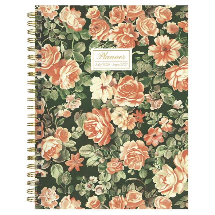 TF Publishing Medium Weekly/Monthly Academic Planner, July 2026 to June 2027, 6-1/2 x 8 Inches, The Rose Garden