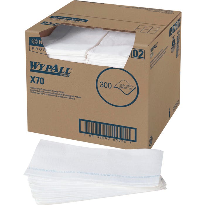 WYPALL X70 Foodservice Towel Wipers, 300 Sheets, White