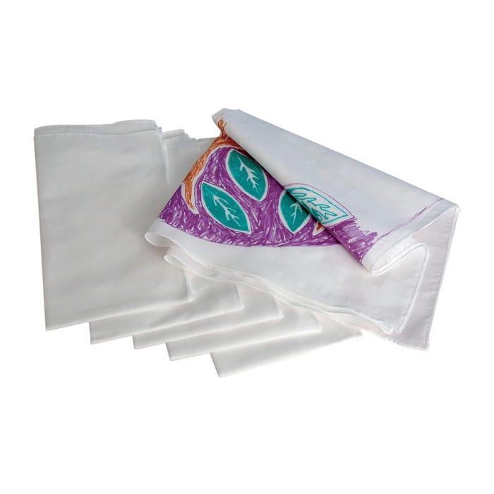 Cotton Blend Washable Square Bandana, 21-1/2 x 21-1/2 Inches, White, Pack of 12