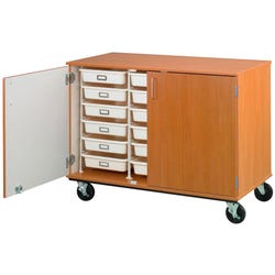 Stevens I.D. Systems Mobile Tray Cabinet with Doors and Lock, 18 Trays, 48 x 24 x 36 Inches