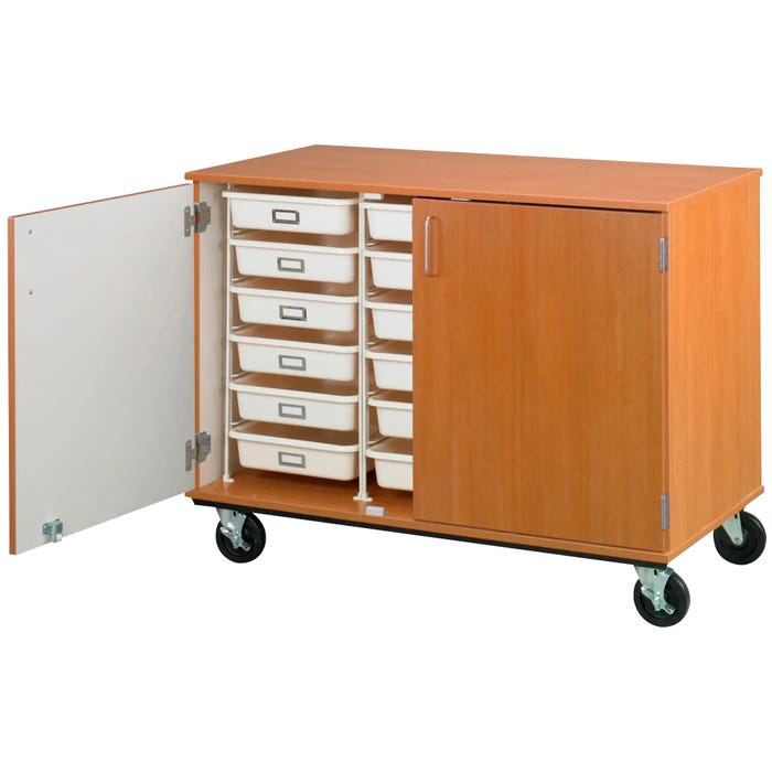 Stevens I.D. Systems Mobile Tray Cabinet with Doors and Lock, 18 Trays, 48 x 24 x 36 Inches