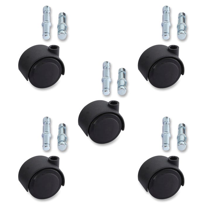 Lorell Premium Dual Soft Wheel Casters Set, Hood, Set of 5, Black