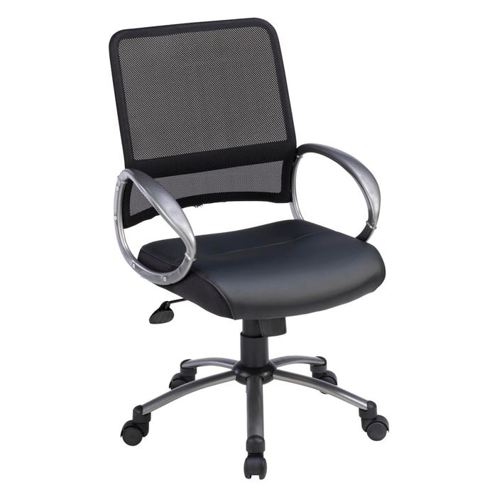 Lorell Mesh Back Bonded Leather Task Chair, 25 x 25 x 42 in, Black