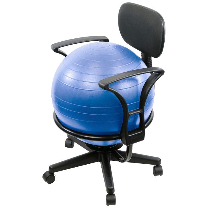 CanDo Metal Ball Chair with Back and Arms, 22 x 26 x 32 Inches