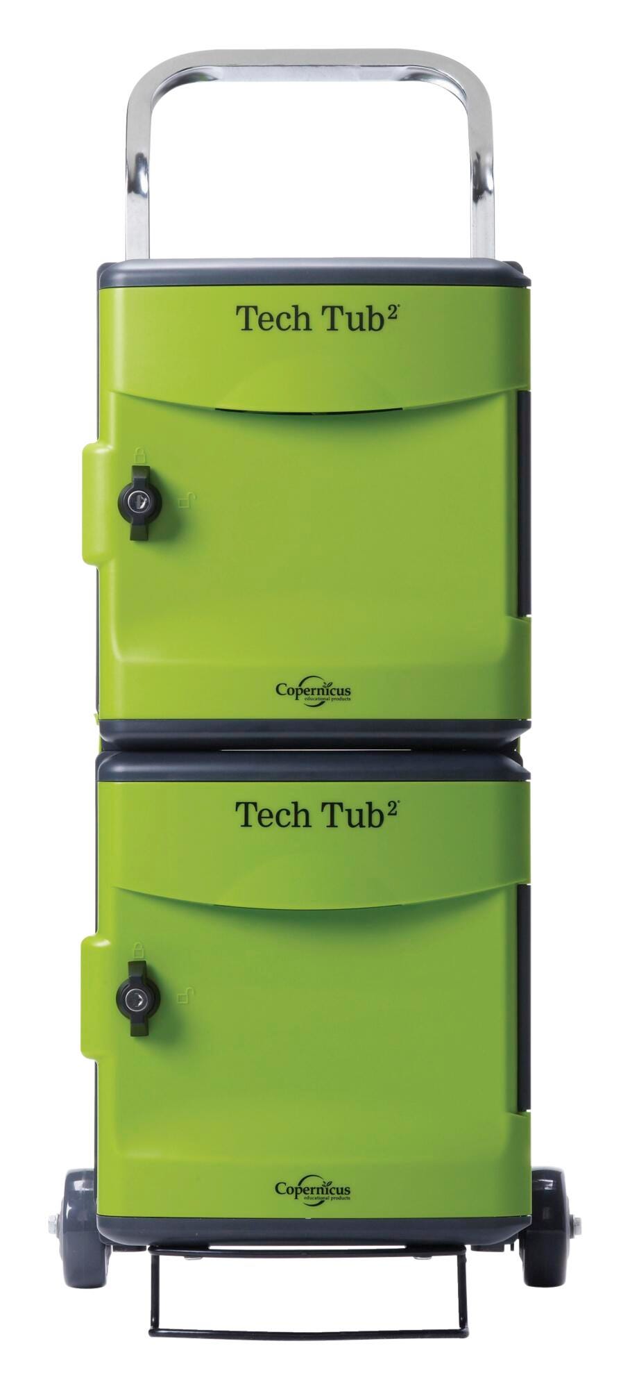 Image for Copernicus Tech Tub2 Trolley, Holds 10 Devices, 14-3/4 x 19-1/2 x 35-3/4 Inches, Black and Green from School Specialty