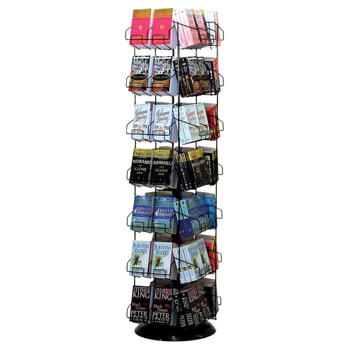 R-Wireworks Rotating Paperback Display, 56 Pocket, 20 x 20 x 64 Inches, Black