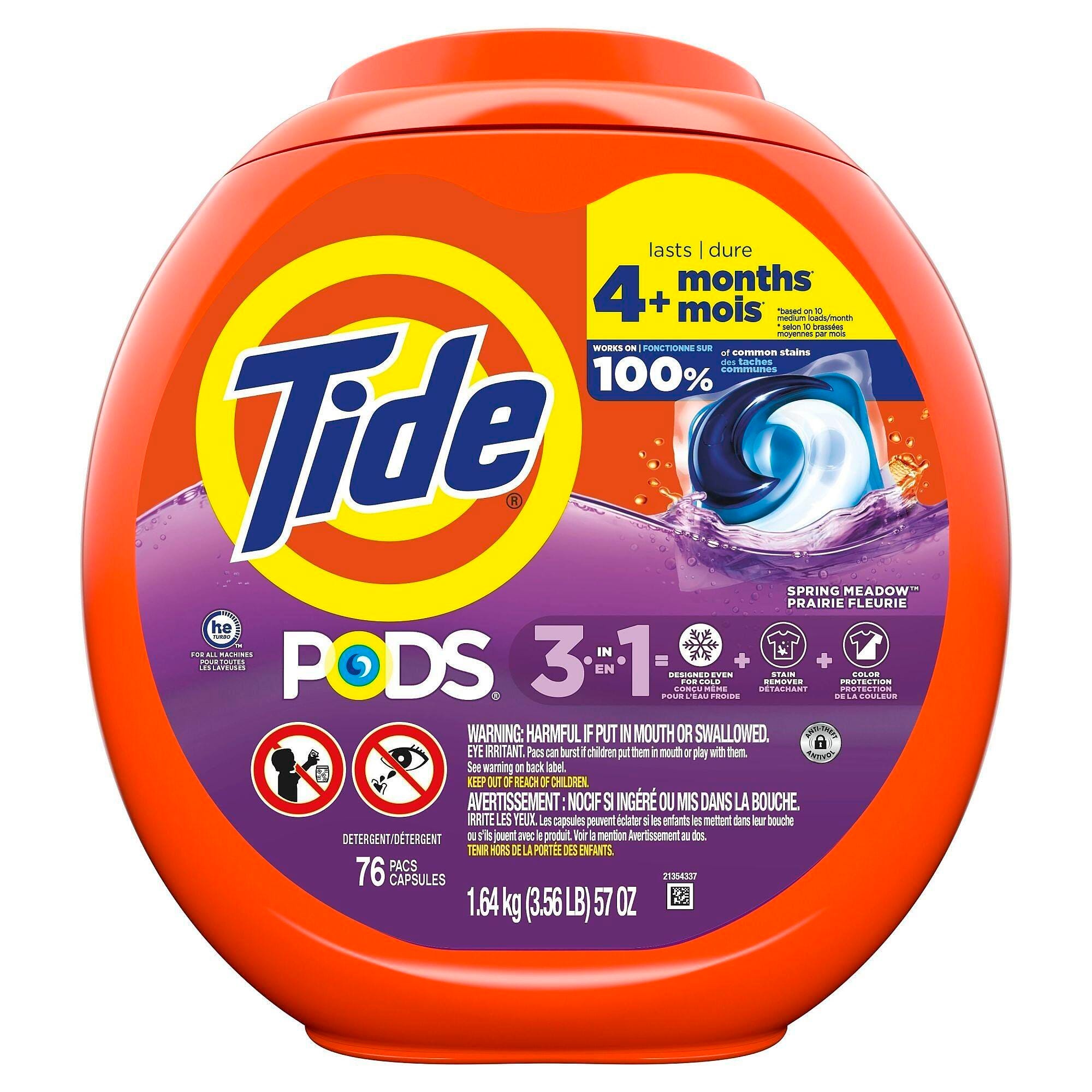 Image for Tide 3-In-1 Laundry Detergent Pods, Spring Meadow, 76 Count Container from School Specialty