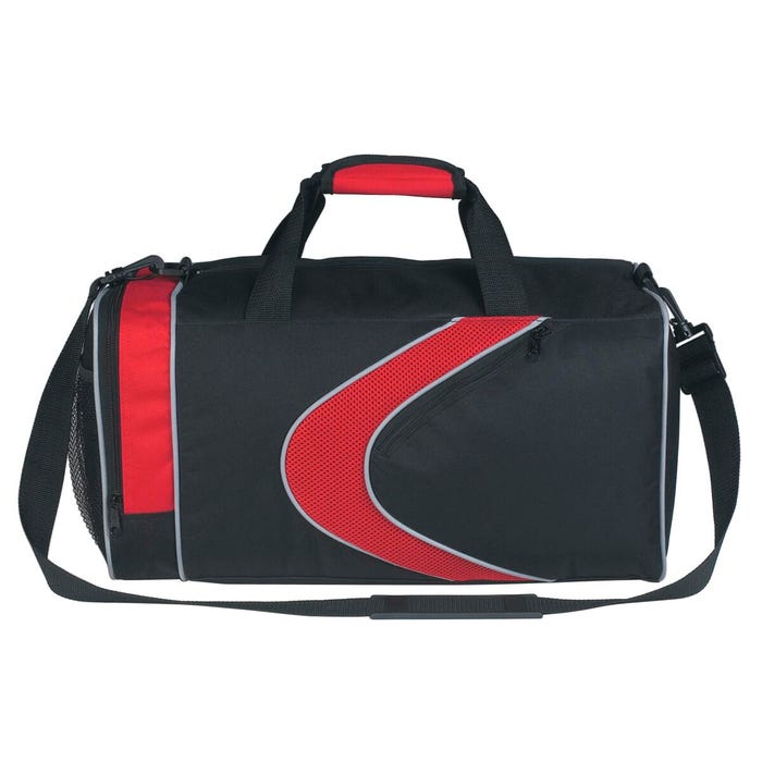 Sports Duffle Bag, Black with Red Detail