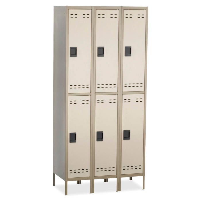 Safco Double-Tier Locker, Three-Wide with Legs, Tan