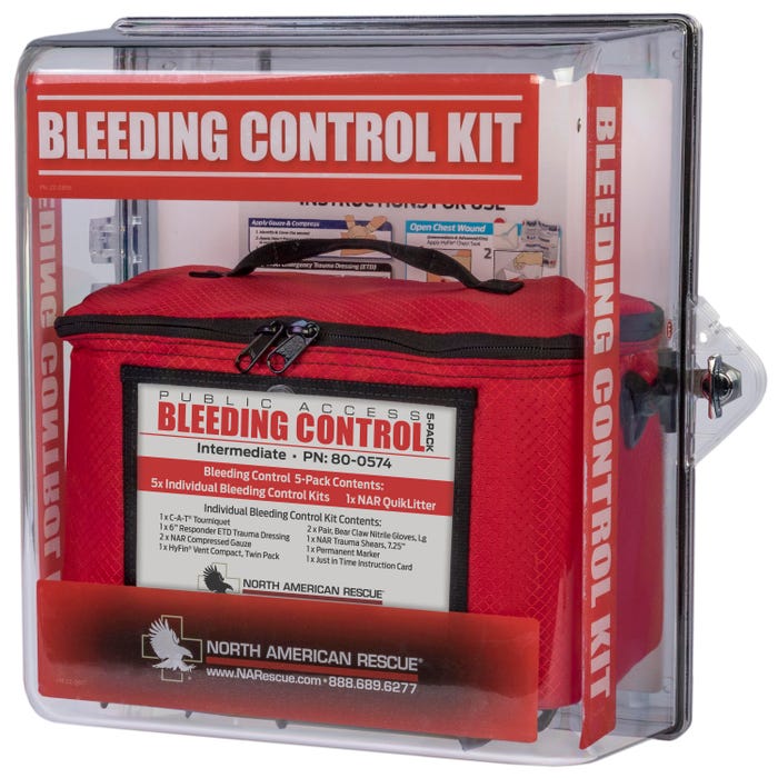 North American Rescue Public Access Station, V-Pack, Intermediate, Clear Wall Mount