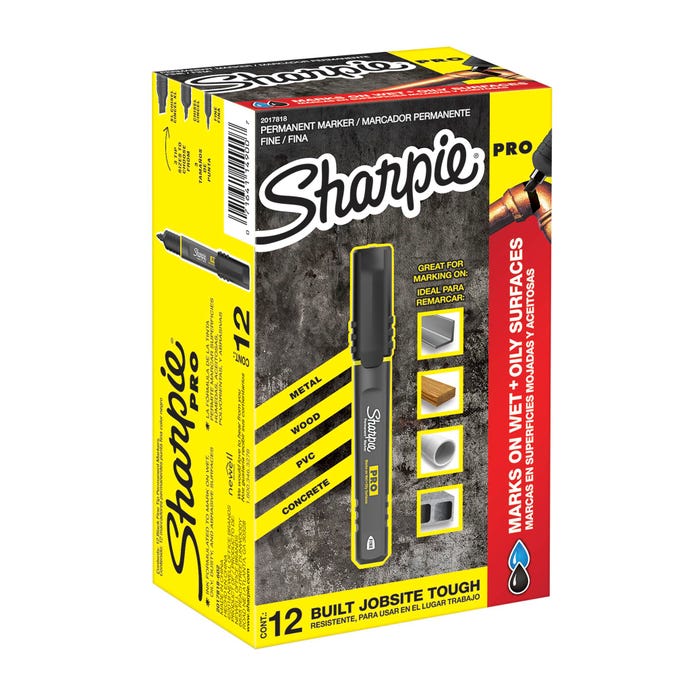 Sharpie PRO Permanent Markers, Fine Point, Black, Pack of 12
