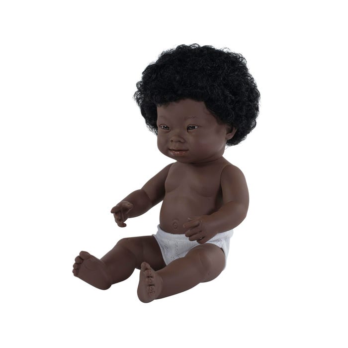 Miniland Baby Doll African Girl with Down Syndrome, 15 Inches