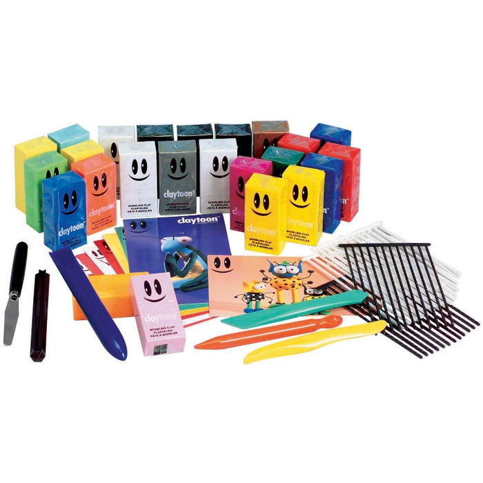 Claytoon Non-Toxic Clay Project Studio Kit with Clay Tools, 0.25 lb, 24 Pieces