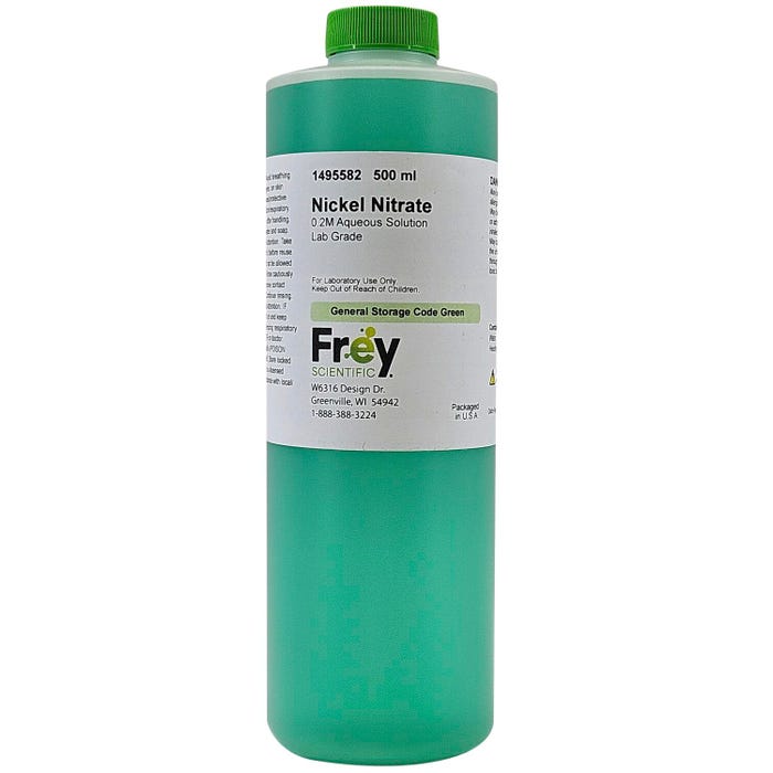 Frey Scientific Nickel Nitrate, 0.2M Aqueous, Lab Grade, 500mL