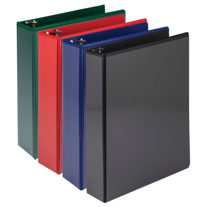 Samsill Durable View Binders, D-Ring, 2 Inch, Assorted Basic Colors, Pack of 4