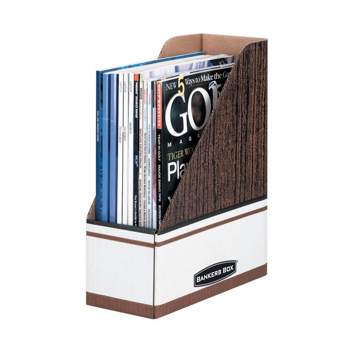 Bankers Box Corrugated Magazine File Holder, 4-1/4 x 12 x 9-5/8 Inches, Brown Woodgrain