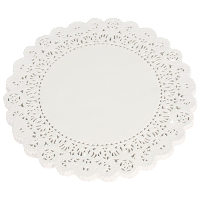 School Smart Paper Die Cut Round Lace Doilies, 8 Inches, White, Pack of 100