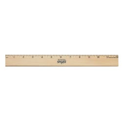 School Smart Thick Wooden Ruler, Single Beveled with Metal Edge, 12 Inches 081891