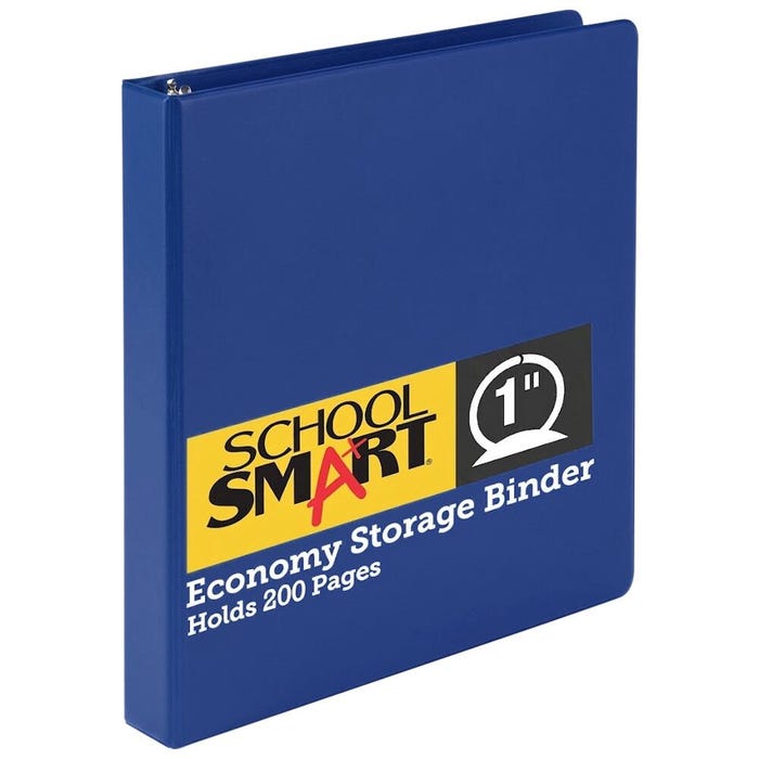 School Smart Round Ring Binder, Polypropylene, 1 Inch, Blue