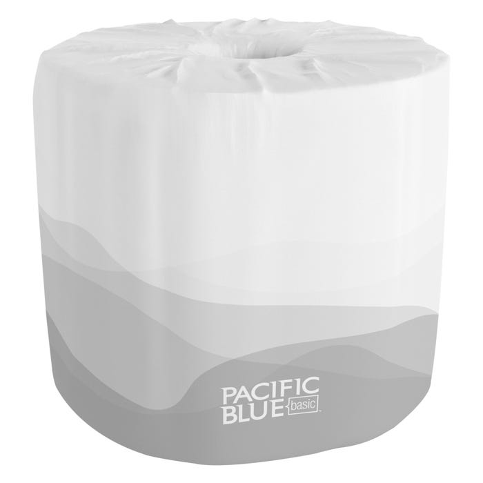 Pacific Blue Basic Economical Toilet Paper, 1-Ply, 1210 Sheets, White, 80 Rolls Per Carton