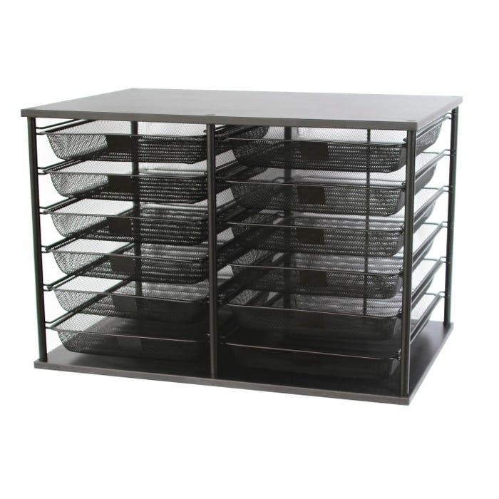 School Smart Wire Mesh Desk Organizer, 12 Tray Drawers, 23-9/10 x 15-3/5 x 16-1/10 Inches