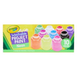 Crayola Washable Project Paints, 2 Ounce Bottles, Assorted Neon Colors, Set of 10