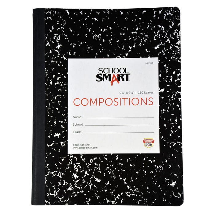 School Smart Ruled Composition Book, 9-3/4 x 7-1/2 Inches, 150 Sheets